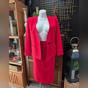 Vintage Red Blazer and Skirt Set